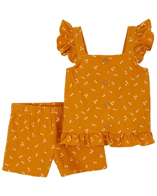 Baby 2-Piece Floral Crinkle Jersey Outfit Set