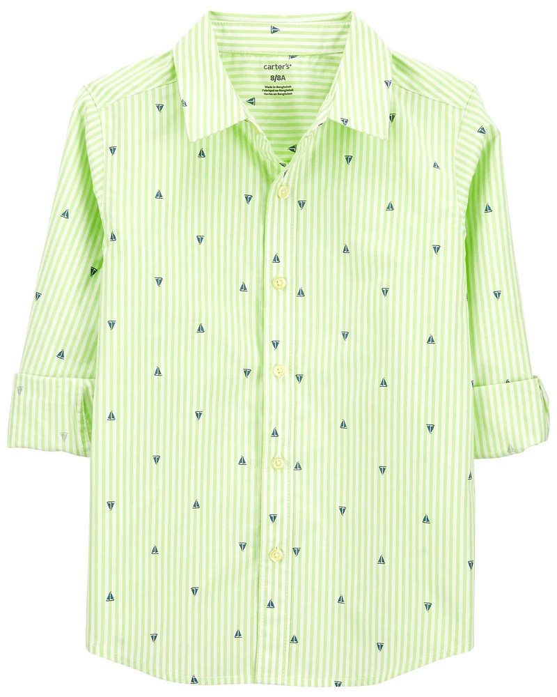 Kid Sailboat Button-Down Shirt