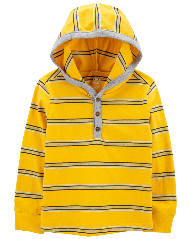 Toddler Striped Hooded Henley