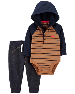 Baby 2-Piece Hooded Bodysuit Pant Set