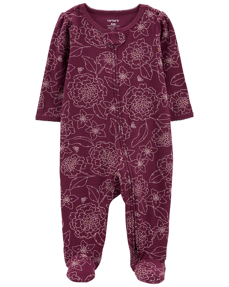 Baby 1-Piece Floral Sleep & Play Pajamas