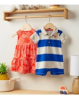 Baby Rugby Striped Cotton Romper