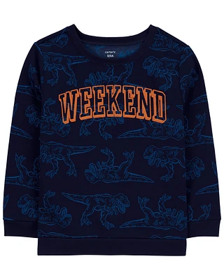 Kid Dino Print Weekend French Terry Pullover
