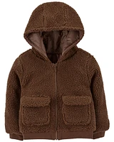 Toddler Reversible Hooded Sherpa Jacket