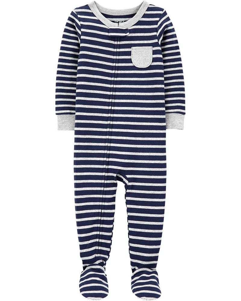 Baby 1-Piece Striped 100% Snug Fit Cotton Footie PJs