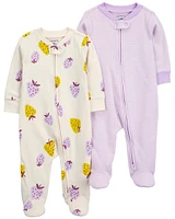 Baby 2-Pack Strawberry Zip-Up Cotton Sleep & Play Pajamas