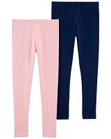 Kid 2-Pack Pink & Navy Leggings Set