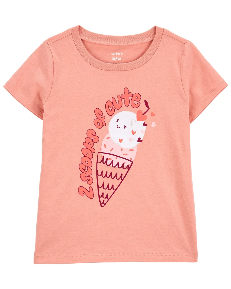 Toddler Graphic Flutter-sleeve Deep pink Short-sleeve Tee