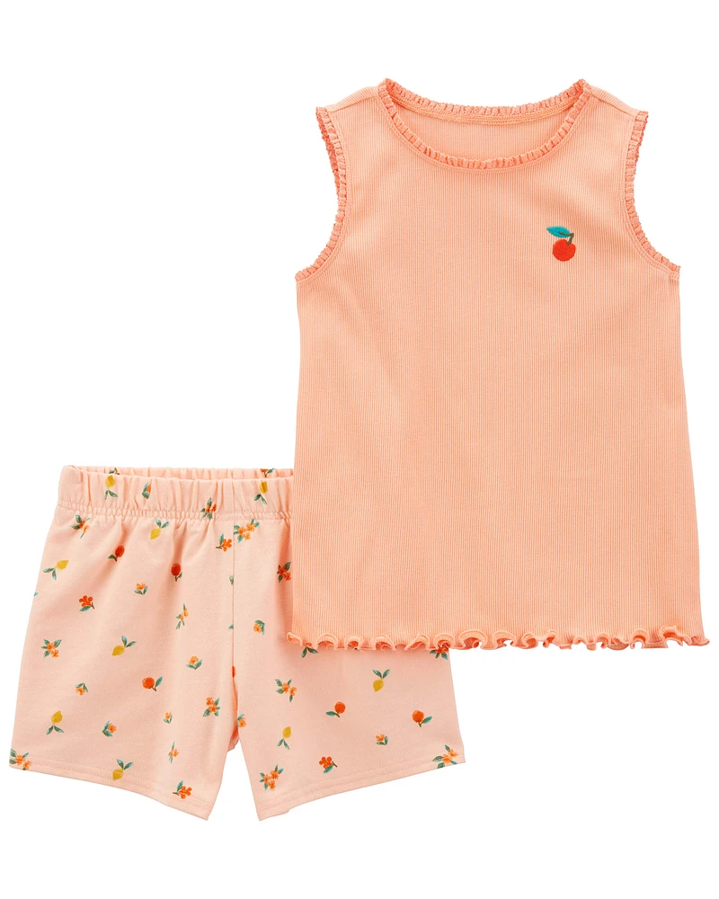 Kid 2-Piece Peach Tank & Short Set