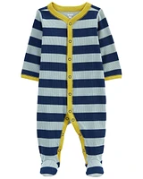 Baby Striped Snap-Up Cotton Blend Sleep & Play Pajamas