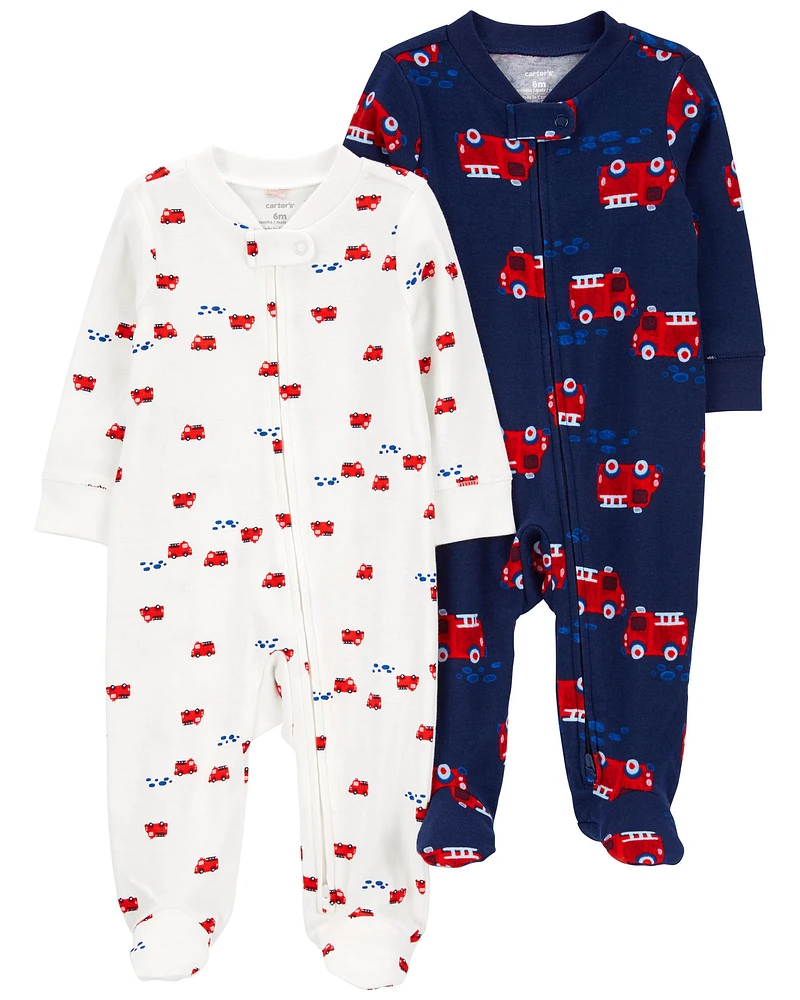 Baby 2-Pack 2-Way Zip Cotton Sleep & Play Pajamas