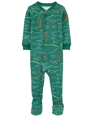 Baby 1-Piece Shark 100% Snug Fit Cotton Footie Pajamas