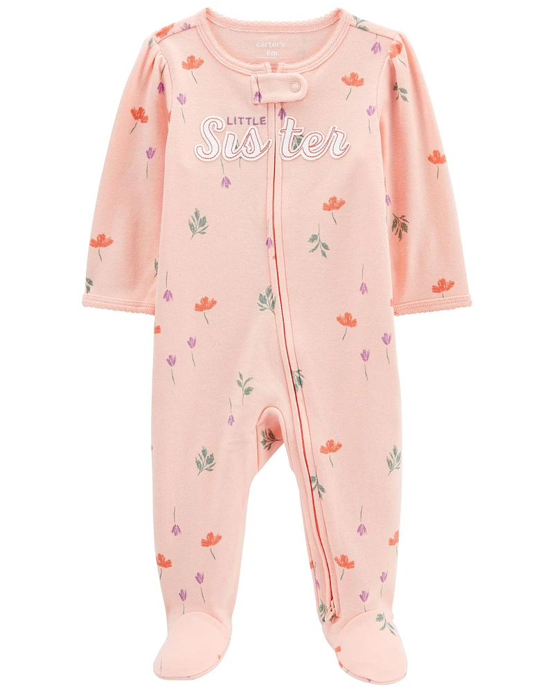 Baby Little Sister 2-Way Zip Cotton Sleep & Play Pajamas