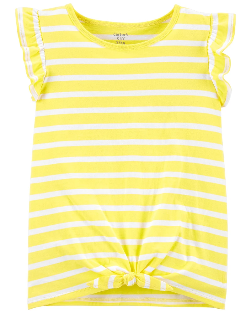 Kid Striped Tie-Front Jersey Tee