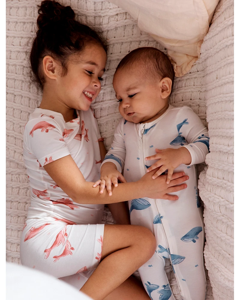 Baby Whale Print 2-Way Zip LENZING™ ECOVERO™ Sleep & Play Pajamas