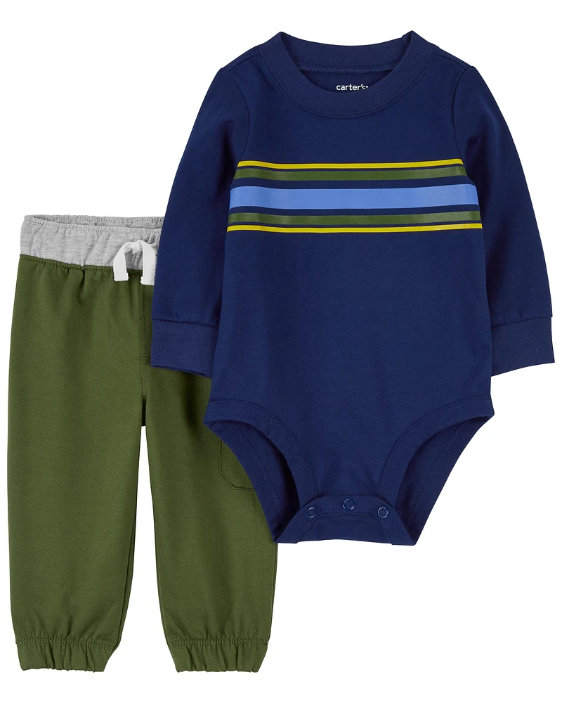 Baby 2-Piece Striped Bodysuit Pant Set