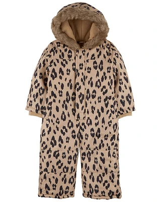 Toddler Leopard Fleece-Lined Snowsuit