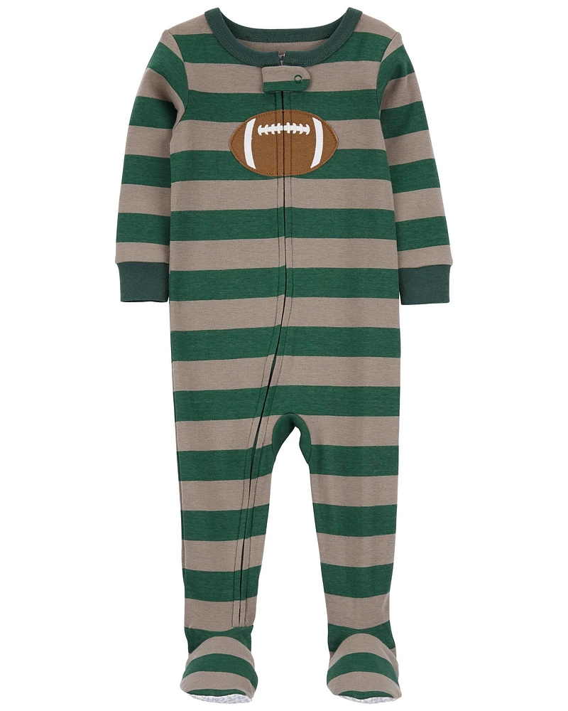 Toddler 1-Piece Football 100% Snug Fit Cotton Footie Pajamas