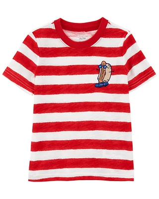 Toddler Striped Hot Dog Graphic Tee