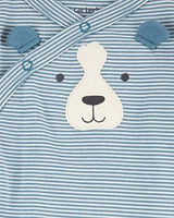 Baby Striped Dog Side-Snap Cotton Sleep & Play Pajamas