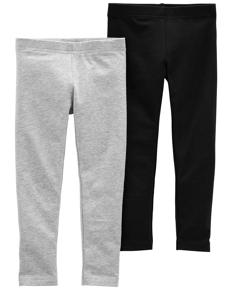 Toddler 2-Pack Black & Grey Leggings