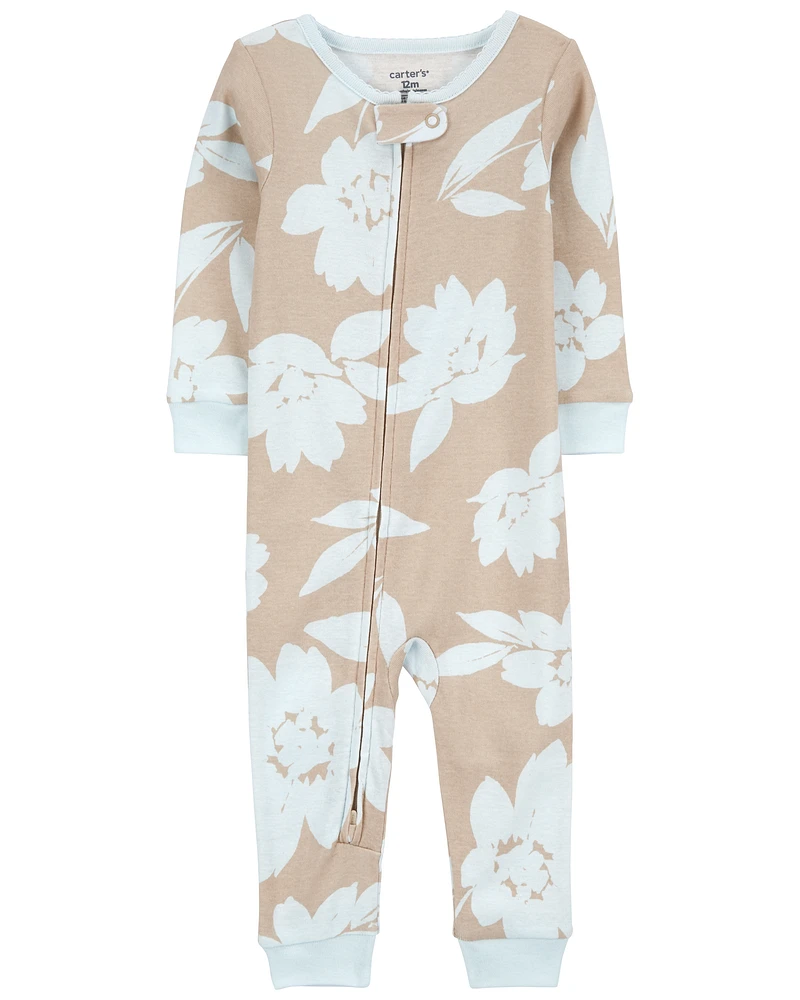 Toddler 1-Piece Floral 100% Snug Fit Cotton Footless Pajamas