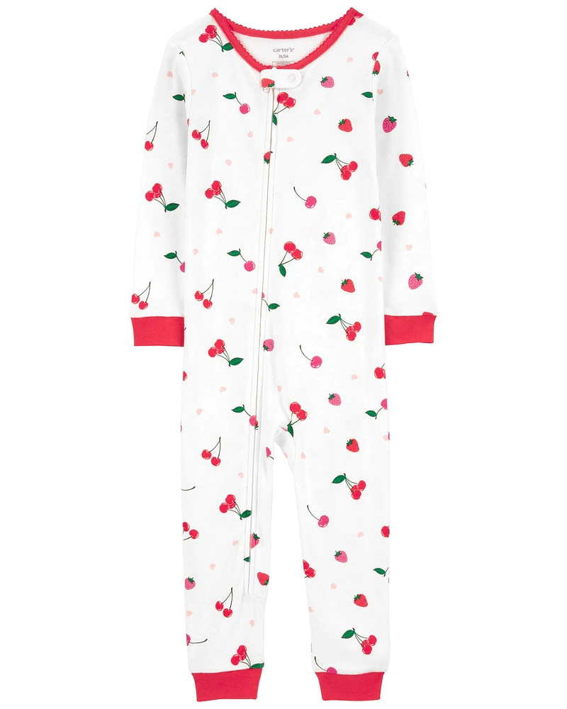 Toddler 1-Piece Cherry Print 100% Snug Fit Cotton Footless Pajamas