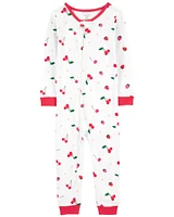 Toddler 1-Piece Cherry Print 100% Snug Fit Cotton Footless Pajamas