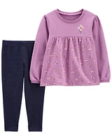 Baby 2-Piece French Terry Top & Knit Denim Pant Set