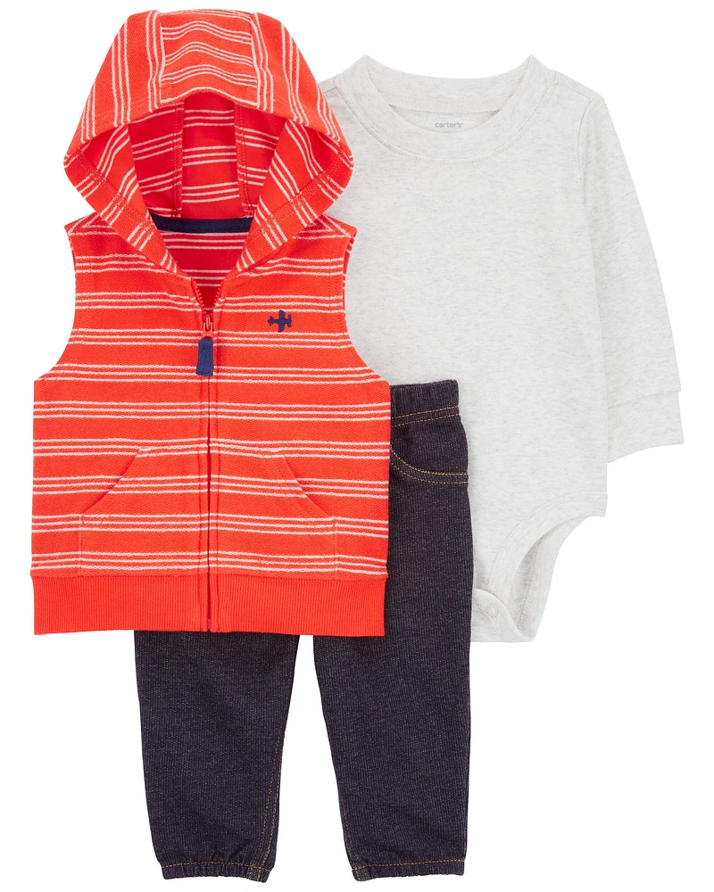 Baby 3-Piece Striped Little Jacket Set