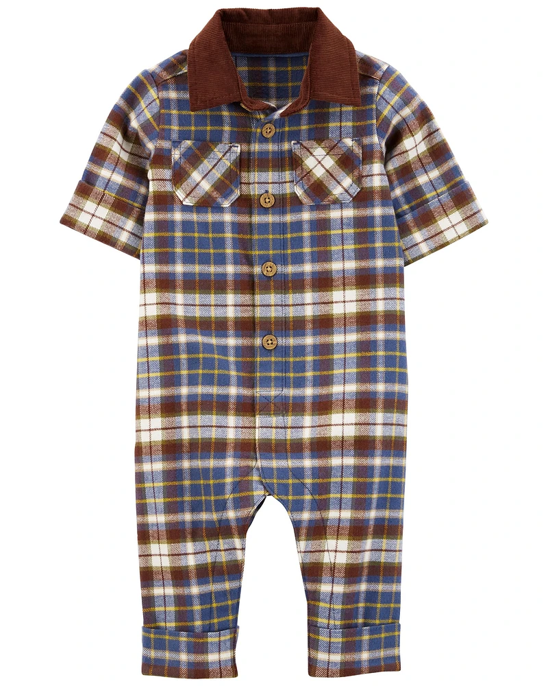 Baby Plaid Cotton Jumpsuit