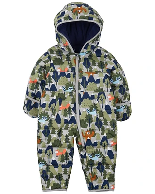 Baby Hooded Woodland Print Snowsuit