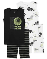 Kid 4-Piece Basketball 100% Snug Fit Cotton Pajamas
