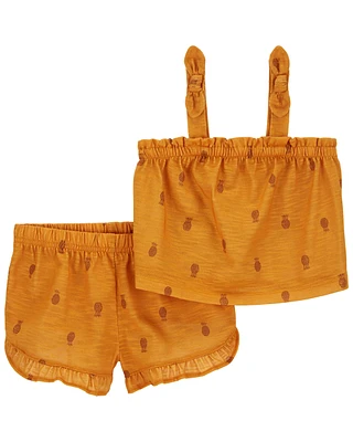 Toddler 2-Piece Pineapple Loose Fit Pajama Set