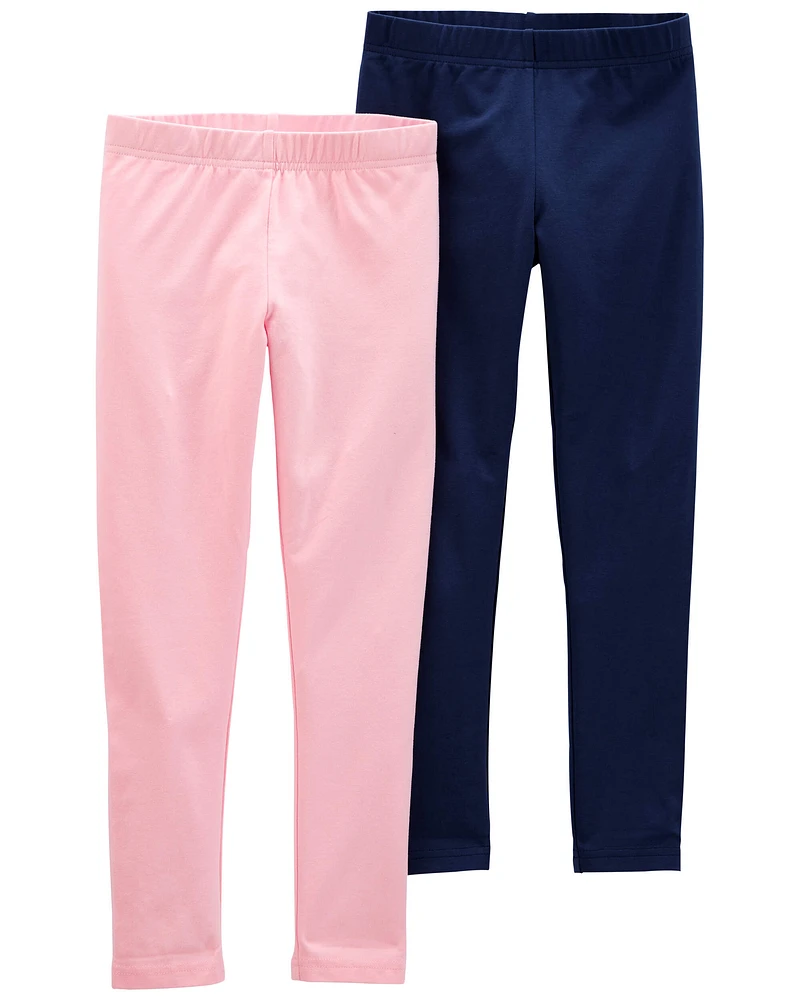 Kid 2-Pack Pink & Navy Leggings