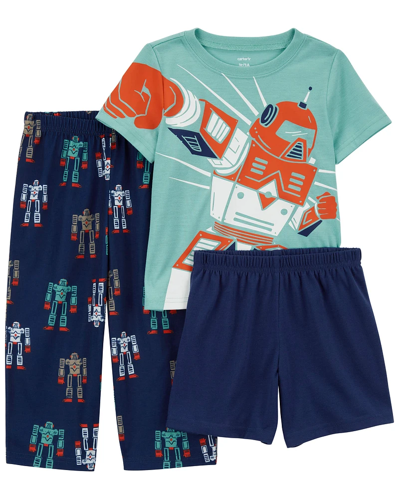 Toddler 3-Piece Robot Loose Fit Pajamas