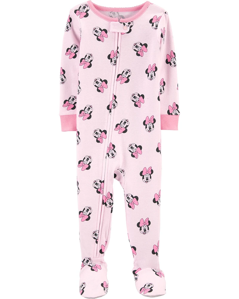 Toddler 1-Piece Minnie Mouse 100% Snug Fit Cotton Footie Pajamas