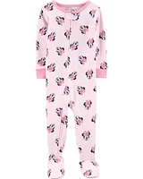 Toddler 1-Piece Minnie Mouse 100% Snug Fit Cotton Footie Pajamas