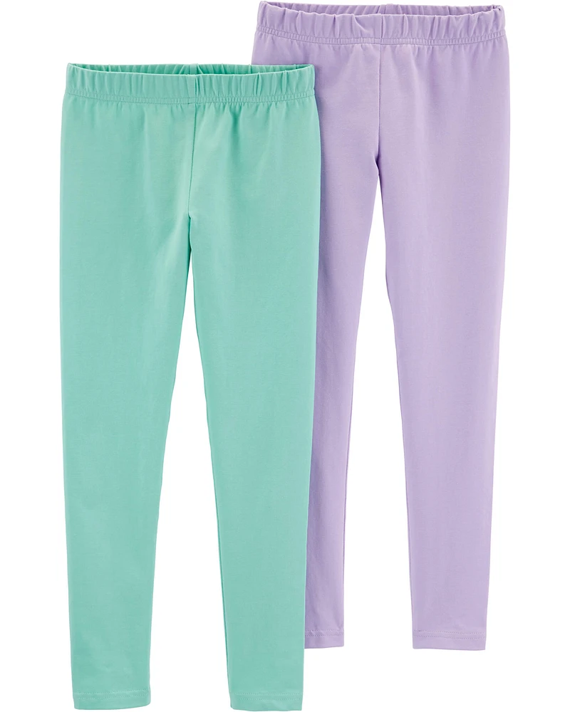 Kid 2-Pack Turquoise & Purple Leggings