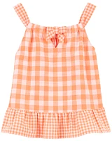 Toddler Gingham Peplum Tank