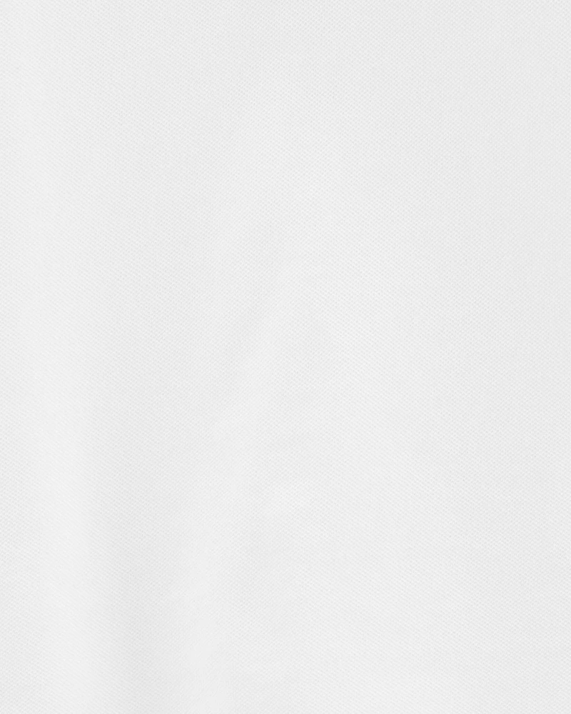 Toddler White Long Sleeve Polo Uniform Shirt