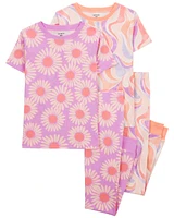 Kid 4-Piece Daisy 100% Snug Fit Cotton Pajamas