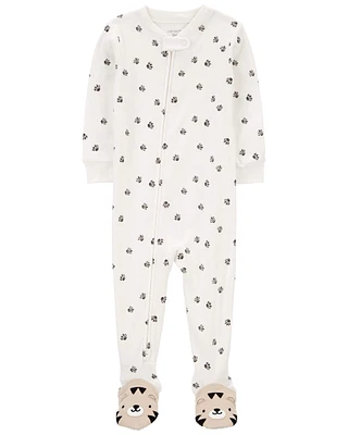 Toddler 1-Piece Tiger Paw 100% Snug Fit Cotton Footie Pajamas