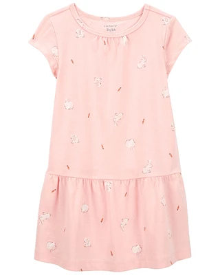 Toddler Bunny Print Soft Cotton Dress