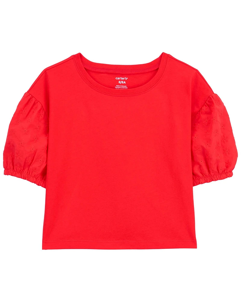 Kid Eyelet-Sleeve Top