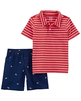 Baby 2-Piece Striped Polo & Short Set