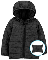 Toddler Dinosaur Packable Puffer Jacket