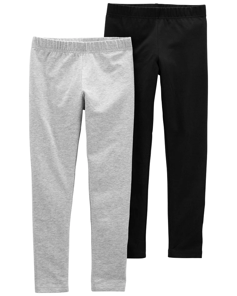 Kid 2-Pack Black & Grey Leggings