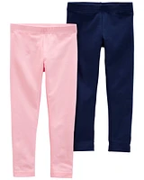 Toddler 2-Pack Pink & Navy Leggings