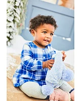 Baby 2- Piece Blue Plaid Top and Pants Set